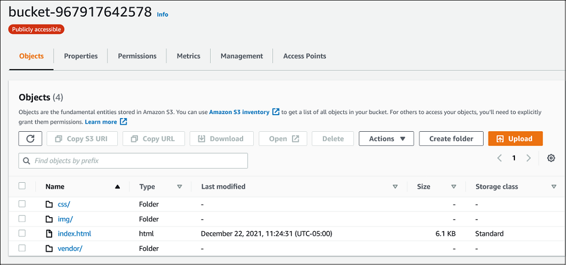 Upload files to bucket