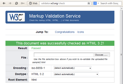 This document was successfully checked as HTML 3.2!